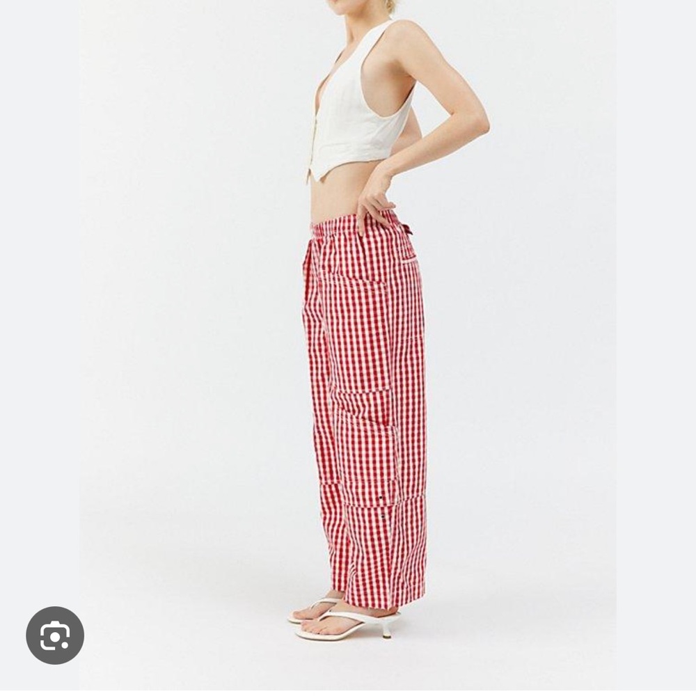 BDG Charlie Gingham Low-Rise Wide-Leg pants